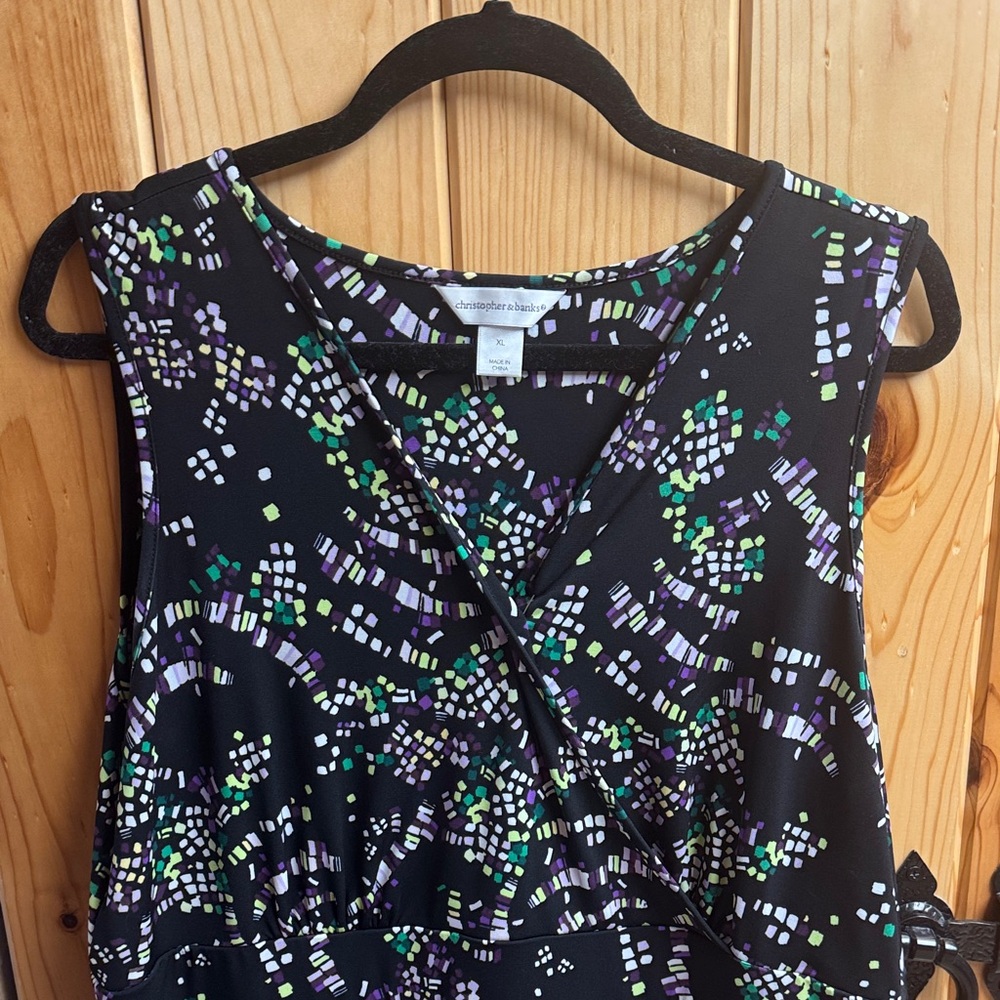 Christopher & Banks Black and Green Patterned Maxi Dress - Picture 3 of 3